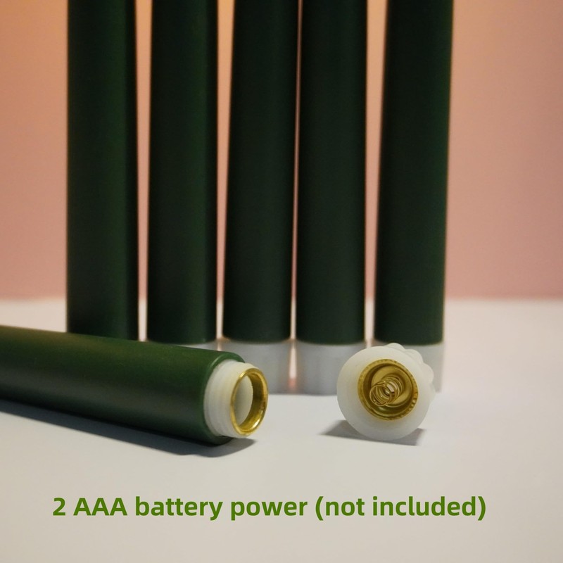 Ni-JASW Green Flameless Taper Candles with Remote Timer, Flickering Battery