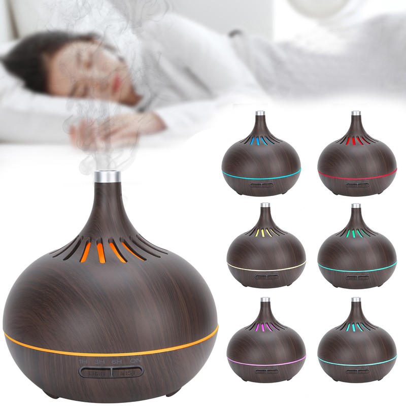 Wood Grain Home Humidifier Ultrasonic Aroma Diffuser with LED Light