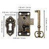 Mcredy 4 Sets Vintage Lock,2.1 Inch Retro Cabinet Drawer Locks