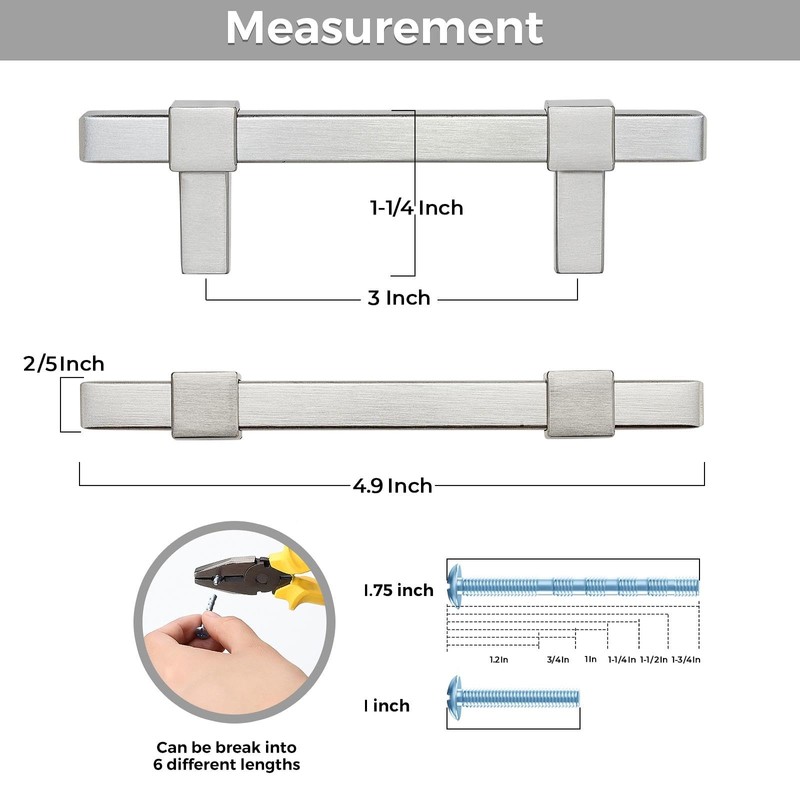 Ravinte Decor 30 Pack Brushed Nickel Cabinet Handles - 3"