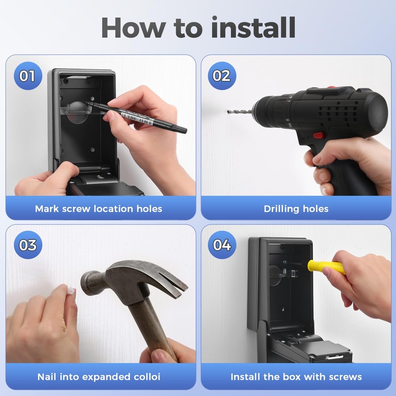 PAIRIER Key Safe with Illuminated Number Code
