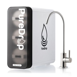 PureDrop PDR-3CUW 0.01μm Ultra-Filtration Under Sink Water Filter System, Tankless 3-Stage Compact Undersink Water Filtration with Faucet, Removes Chlorine, Bad Taste & Odor, No Waste Water