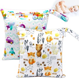 NTGRTY Nappy Bag, Pack of 2, Nappy Bags, Wet Dry Bags, Wet Dirty Laundry Bag, Waterproof Dry Wet Bag, Nappy Bag for Babies, Swimming, Camping, Travel, Gym, Workout, Beach, Universe, Additional pocket