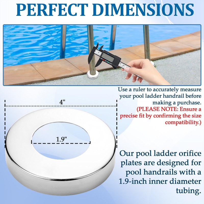 TonGass (6-Pack) Stainless Steel Pool Ladder Escutcheon Plates Fits 1.9"