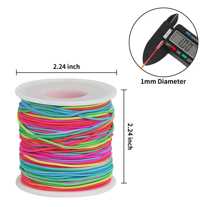 Ohtomber Bracelet String Elastic Cord - 2 Rolls 1MM Rainbow