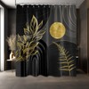 QGHOT Black and Gold Shower Curtain Boho Mid Century Black
