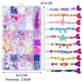 XHX 940+pcs Beads Set, Friendship Bracelet Kit Included Rainbow Beads,Letter Beads ，Heart Beads， Various Types of Beads with 12 Rubber Bands and 12 Heart-Shaped Buckles,1 Stickers