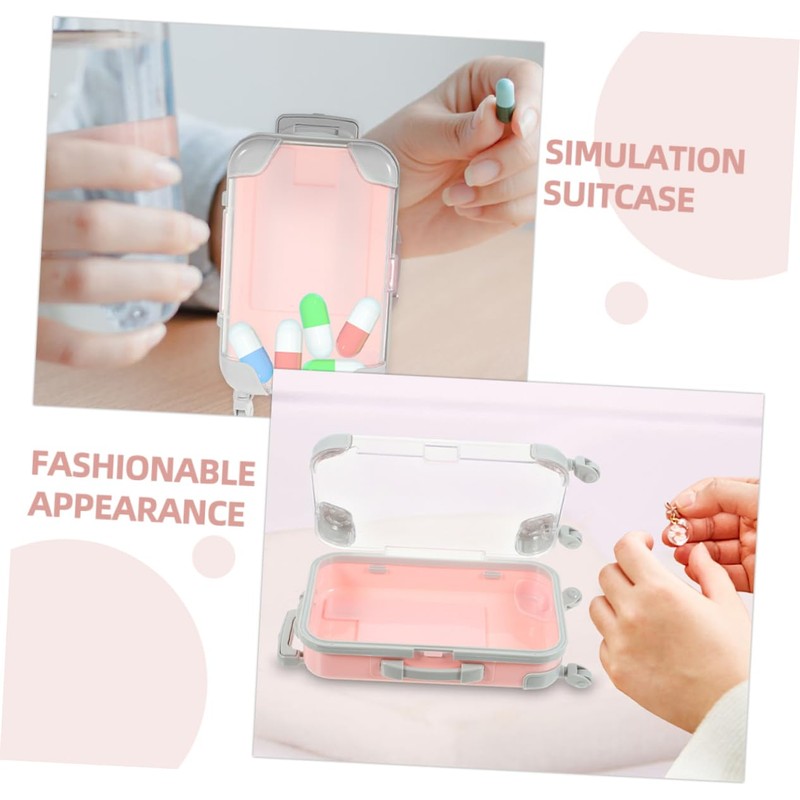 Garneck 2pcs Mini Plastic Suitcase Makeup Box - Portable Hard