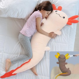 MaoGoLan Large Axolotl Plush Body Pillow, XL Axolotl Stuffed Animal for Kids, Salamander Plush Glow in The Dark, Christmas Valentine Birthday Gifts Pink