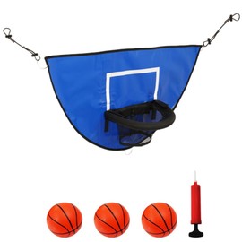 Loopunk Trampoline Basketball Hoop Attachment, Trampoline Basketball Hoop with 3 Mini Basketballs and Pump, 96x50cm/37.8x19.7inch Backboard, 12cm/4.7inch Mini Basketballs