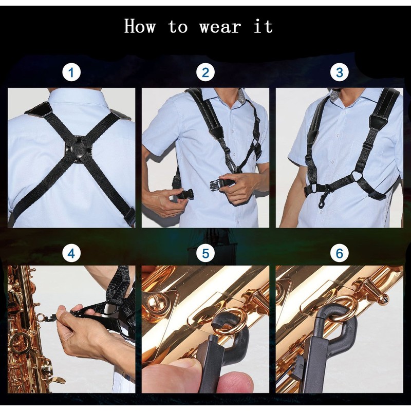 Saxophone Strap Quality Leather Cross Strap with Thicker Material on