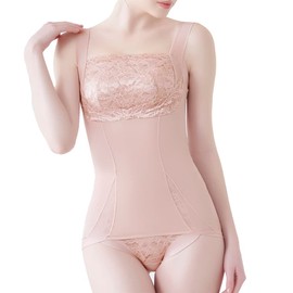 Bradelis New York Women's Bra Cami, Wireless Shaper, Waist Lacy Bust Enhancement Shaper, 23, rose beige