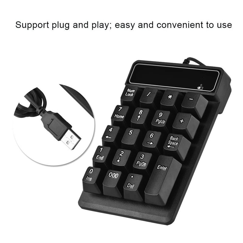 Bewinner Wired Numeric Keypad, 19 Keys Portable Slim Splashproof Waterproof