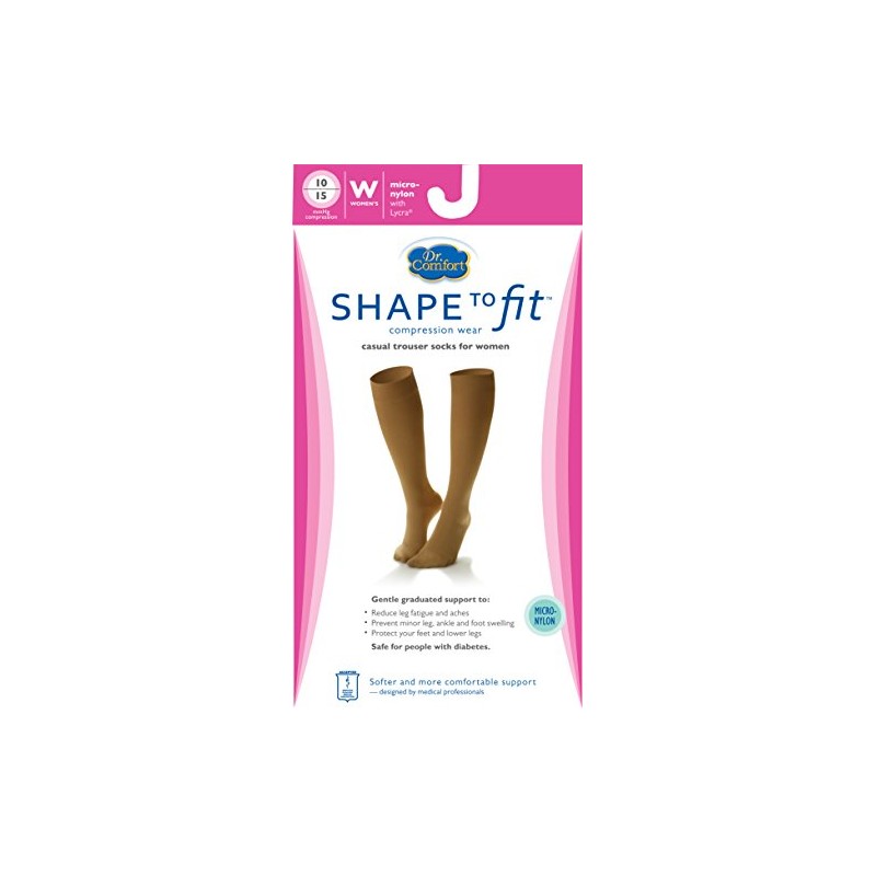 Dr. Comfort Women's Micro Nylon Graduated Compression Knee-High Sock, 10-15