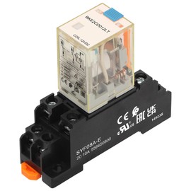 Weasch Power Relay RKE2CO012LT, DC 12V Coil, 8 Pin 7A, DPDT 2NO 2NC, with LED Indicator Light Test Button and Socket Base, UL Certification (1)