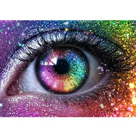 DAERLE 5D DIY Diamond Painting Kit Rainbow Eye, Full Diamond Embroidery for Adults and Beginners, Beautiful Eyes Diamond Picture Art for Home Wall Decor 40X30cm