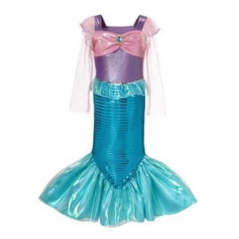 Lito Angels Princess Mermaid Ariel Costume Dress Fancy Dress for Children Girls Size 5-6 Years 116 (Tag Number 120)