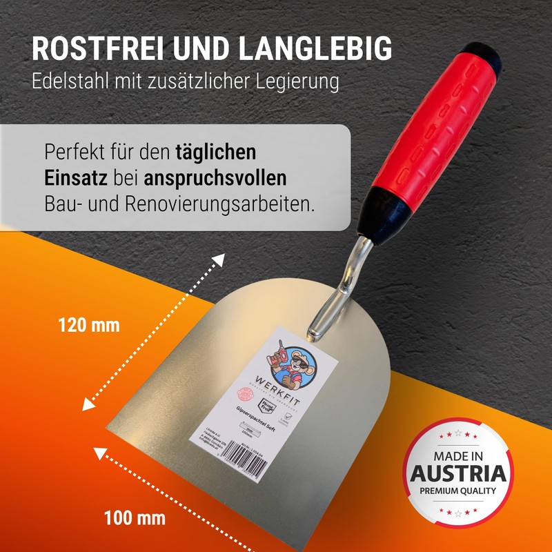 WERKFIT Professional Plastering Trowel Made of Stainless Steel 100 mm