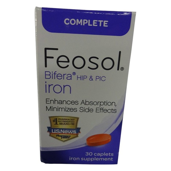 Feosol Bifera Complete Iron Caplets, 30 Count (Pack of 3)