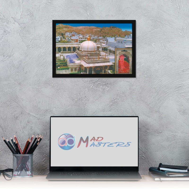 mad masters Ajmer Dargah Sharif Wooden Framed Painting (Multicolour)