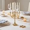 Rotatable Gold Plated Menorah 7 Branch Hanukkah Menorah Candle Holder