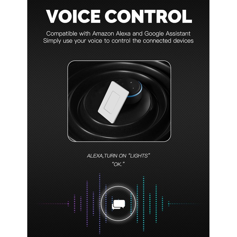 MOES Zigbee 3 Way Double Light Switch, 2 Gang Smart