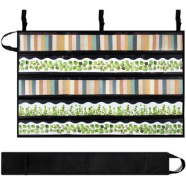 Essex Wares 1 Pack Bulletin Board Border Storage, Black, 37.5" x 23.8" Unfolded Size - Bulletin Border Storage Pocket Charts for Easy Border Organization, Portable Border Storage Box for Teachers