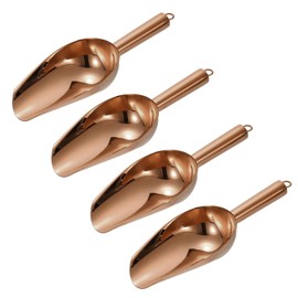sourcing map 4pcs Metal Ice Scoop, 9.8 Inch Stainless Steel Ice Scooper for Kitchen Party Bar Wedding Use, Rose Gold