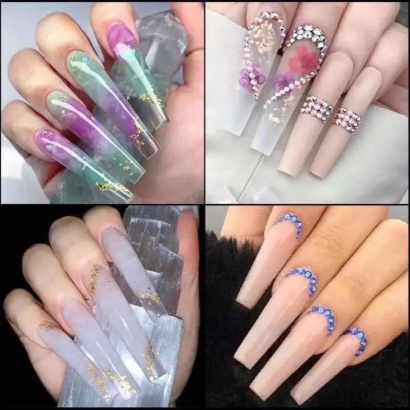 Tip Cuadrado Largo 400 Piezas Long Bamboo Uñas Acrilico