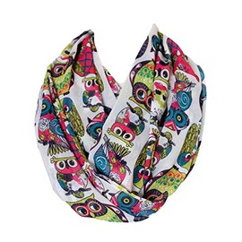 Etwoa Colorful Owl Pattern Infinity Scarf Circle Loop Scarf