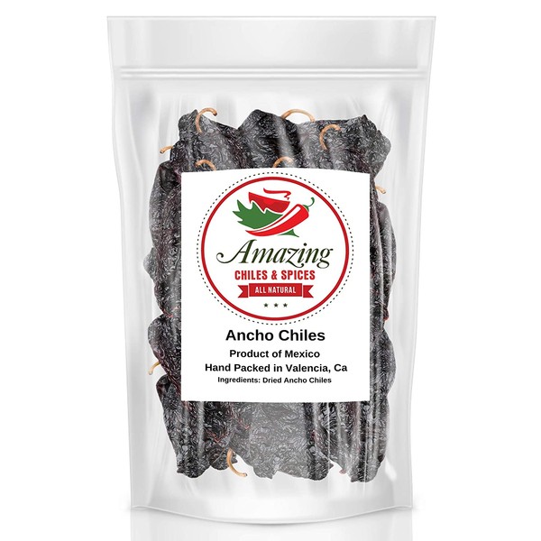 Dried Ancho Chiles Peppers 5 oz –Natural and Premium. Great