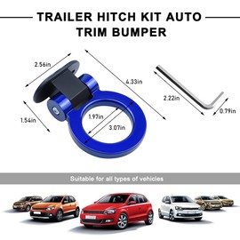 ZNDAW Tow Hook Kit, Front Rear Bumper Trailer Ring Eye Hook Decoration Hitch Sticker, Universal Auto Exterior Ring Shaped Towing Hooks for Car Truck SUV RV, Car Accessories (Blue)