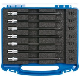 SW-Stahl 05450L Schraubendreheinsätze I 1/4 I T-Profil I T10-T40 I mit Kugelkopf I 7-teilig I Schraubendreher-Einsatz für TorxI Sechskant Einsatz Box I Bit Set für Torx