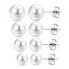 Visxcnu 4 Pairs Freshwater Pearl Earrings Real 925 Silver Pearl
