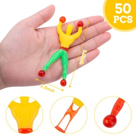 LovesTown 50PCS Colorful Sticky Men, Stretchy Wall Climbers Window Crawler Men Rolling Men for Kids Christmas Gift Toy Party Favors Goodie Bag Stuffers