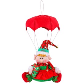 SQEEQE Adornos de paracaídas de Elfo navideño, Adornos de Peluche navideños, Colgante navideño, Figura de Elfo para decoración Colgante de árbol de Navidad (Rojo)