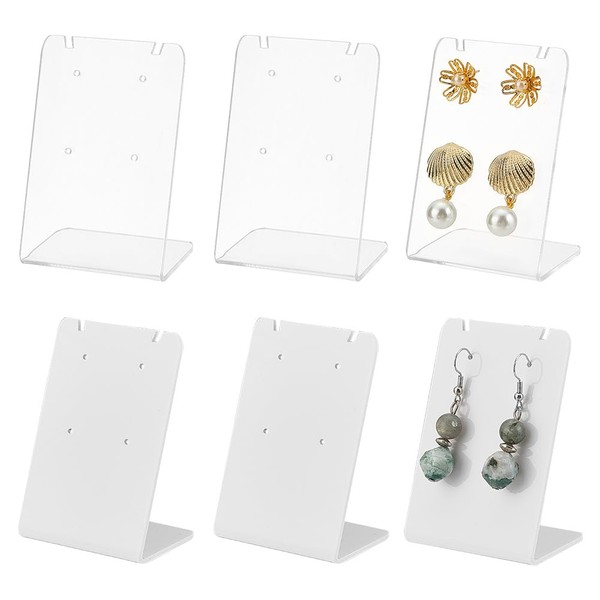 DELORIGIN 10pcs Acrylic Earring Display Stands L-Shape Earring Organizer Clear