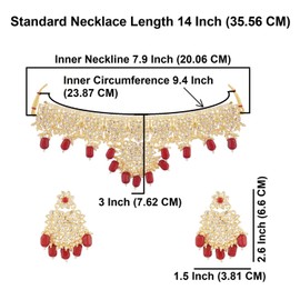 Efulgenz Ethnic Choker Necklace Earrings Maang Tikka Kundan Faux Pearl Maroon Traditional Indian Wedding Bridal Set Bollywood Jewelry for Women