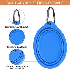 Furmatic Collapsible Dog Bowls | Food-Grade Silicone Portable Dog Bowl with Large Capacity | Foldable Travel Dog Bowl for Hiking and Camping (Blue)