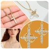 XUZOPIM Necklace With Paved Cubic Zirconia Cross And Twisted Crown,