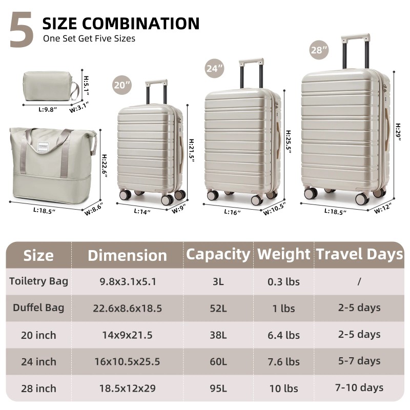 Hard Shell Suitcase Luggage with 4 Spinner Wheels, Expandable Trolley