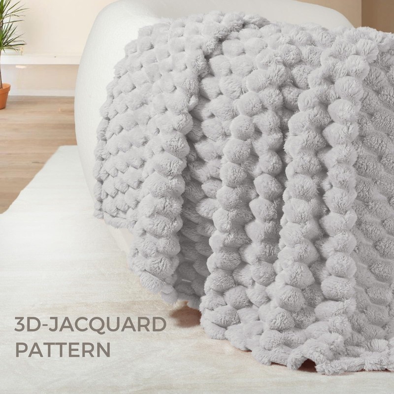 Whale Flotilla Cuddly Blanket, Fluffy Blanket with 3D Jacquard Pattern,