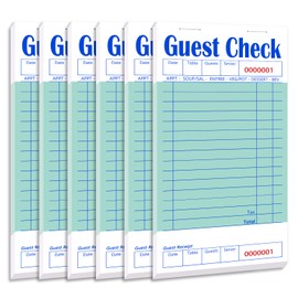 Guest Check Books 6 Pack, Guest Checks for Servers, Server Note Pads, Waitress Accessories Writing Pad, Thick Server Paper with Guest Receipts, Restaurant Supplies Order Pad Total 300 Sheets
