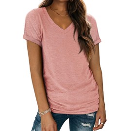 Preppy Clothes Teen Girls T Shirts Short Sleeve Cute Basic Tees Womens Fashion Tops Trendy Summer Outfits Clothes 2025 Beach Lightpink