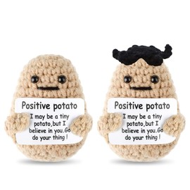 SGERUFZ Pocket Hug Positive Potato Mini Plush Funny Potato Doll Creative Knitting Wool Doll for Women Farewell Gift Colleagues Best Friend Gifts Pack of 2