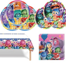 Inside Out Party Tableware Set, Inside Out Party Tableware Set Children, Decorative Birthday Party Tableware, Birthday Party Tableware, for Children's Birthday Party Supplies and Table Decoration