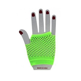 Unbranded Fishnet Wrist Length Fingerless Gloves One Size-Lime Green-One Size