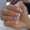 Clataly 24 Pcs Christmas Elk False Nails Snowflake Fake Nails
