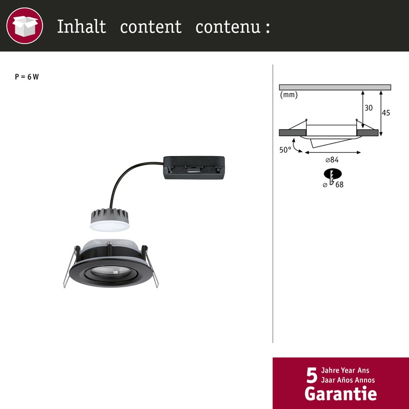 Paulmann Nova Plus 92459 LED Recessed Light IP65 Single Light