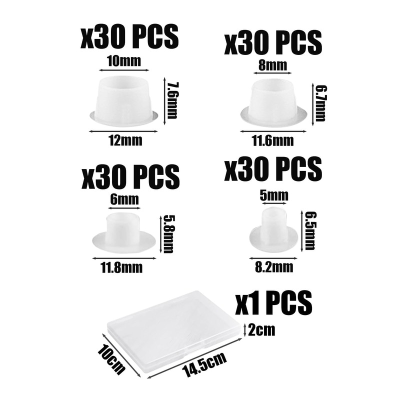 120 White Plastic Hole Plugs, 1 Storage Box, Screw Hole